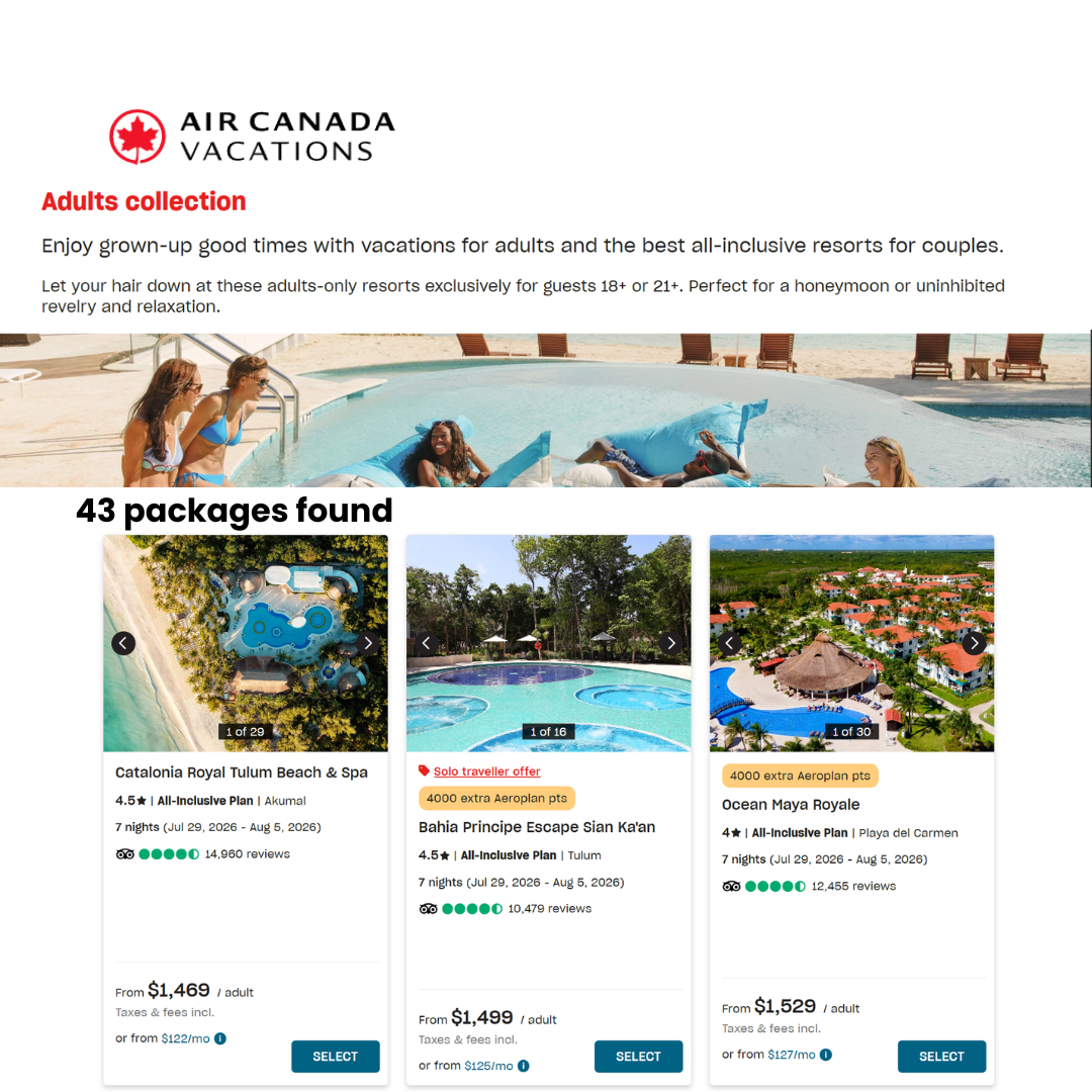 Adults Only Vacation Package